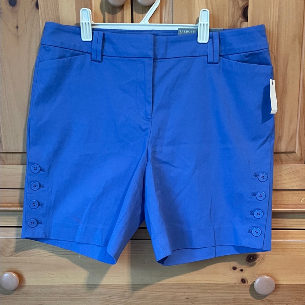 NWT Talbots Women's Vibrant Blue Button-Accent Shorts